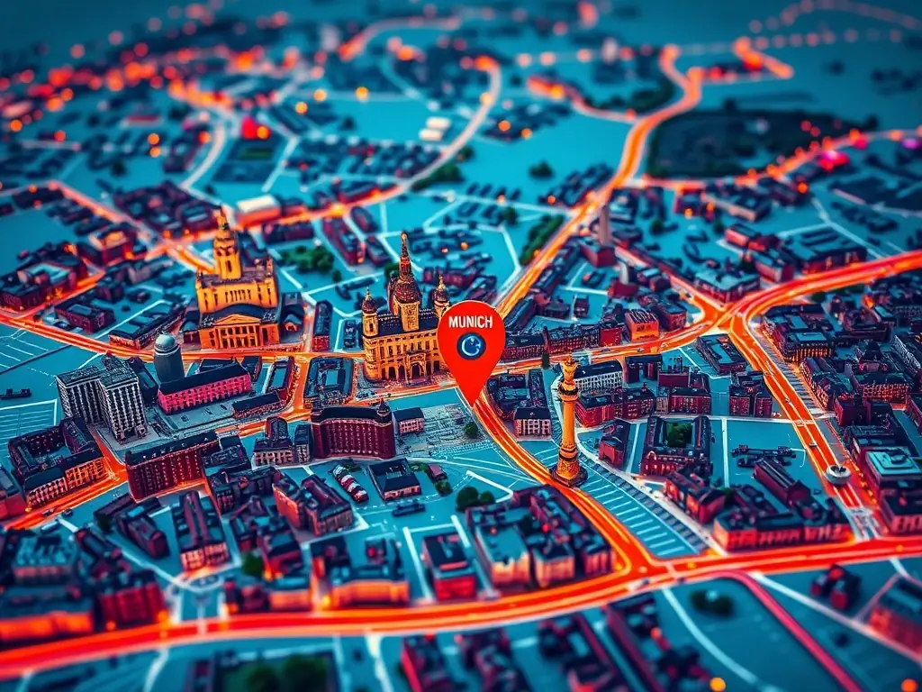 A map showing the location of Plumber Emergency Service in Munich, Germany.